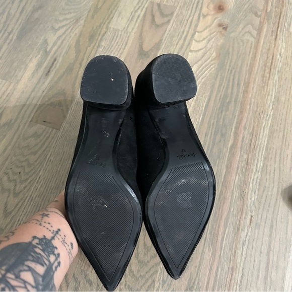 Bershka Black Pointy Classy Business Small Chunky Heels - Picture 9 of 9